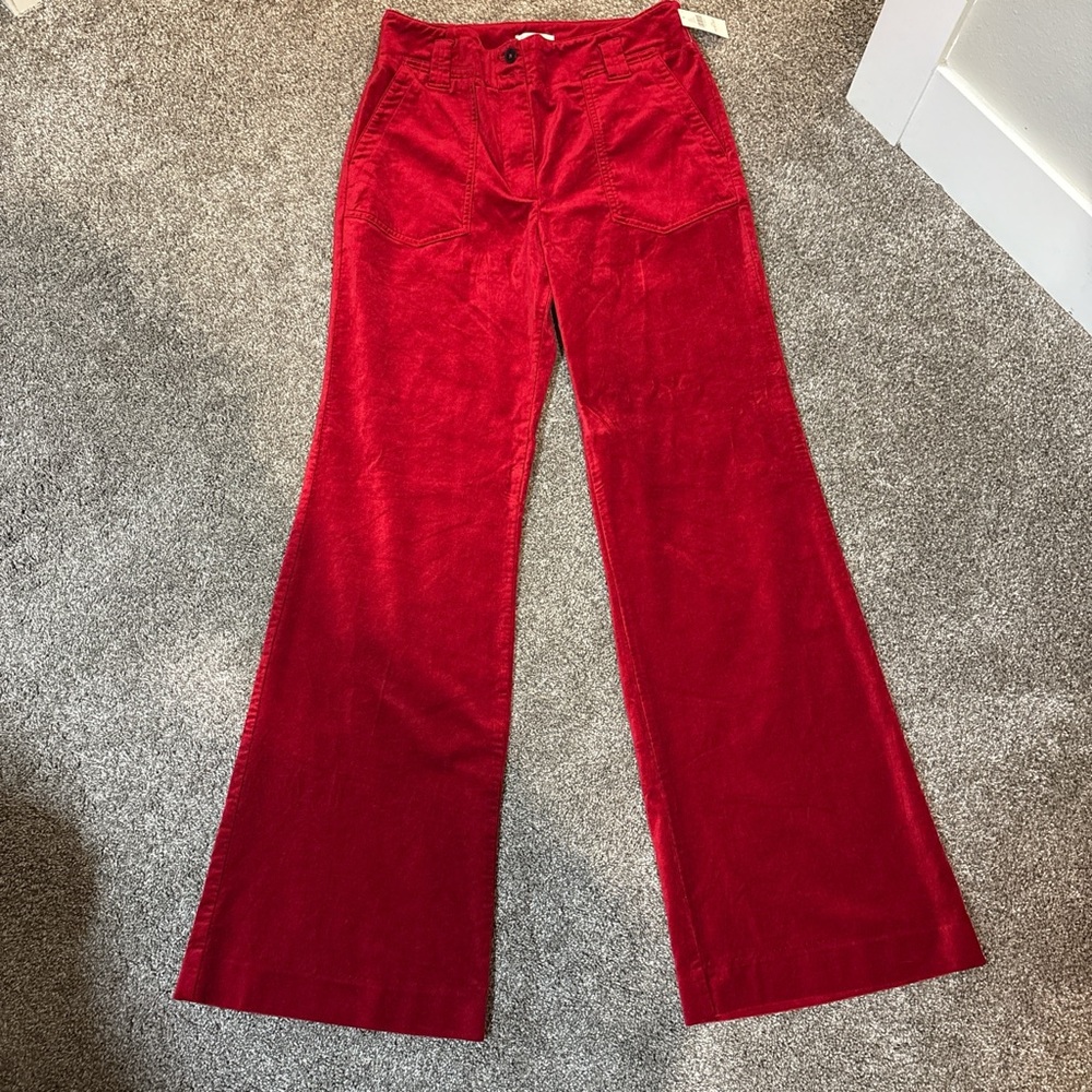 Anthropologie Red Corduroy Trousers